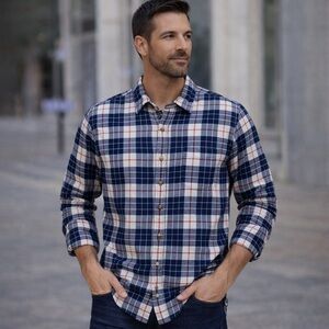 J.Crew Men's Blue Plaid Flannel Shirt